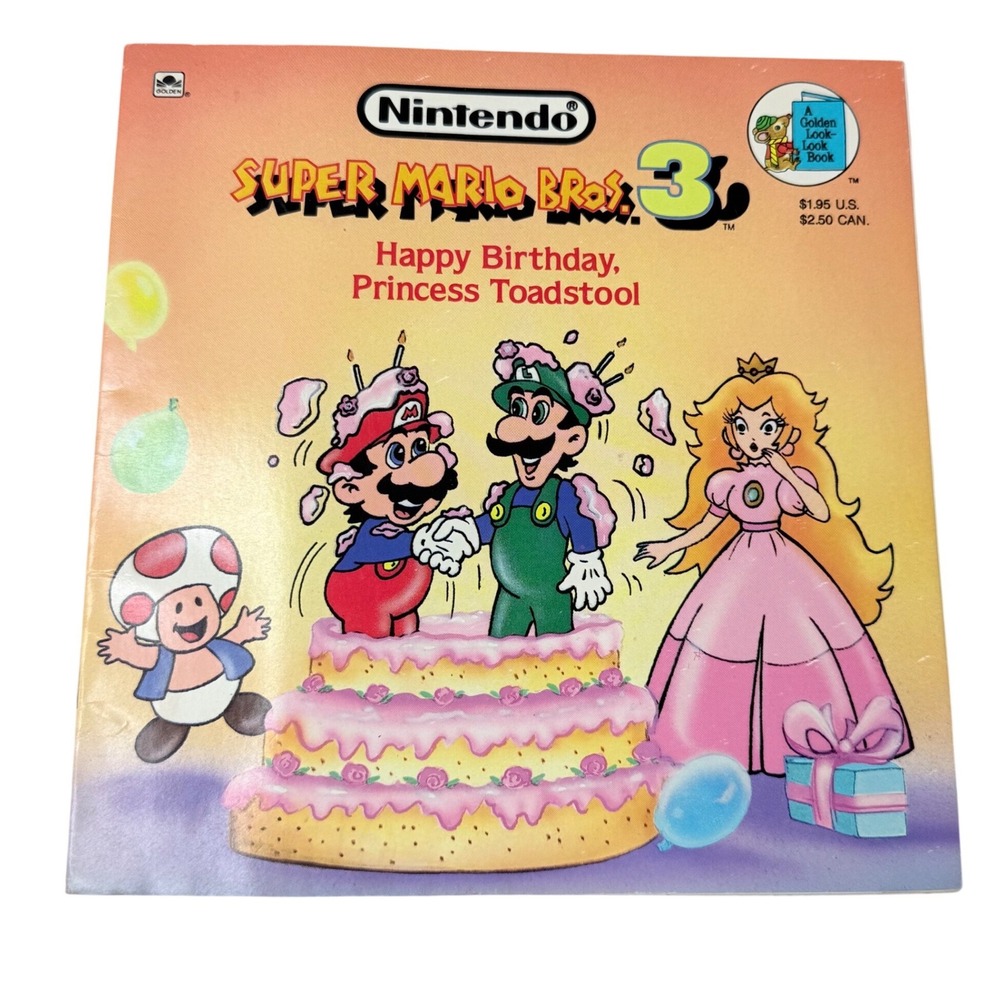 Nintendo Super Mario Bros 3 Book Kids Fair Vintage 1990 Golden Look-Look